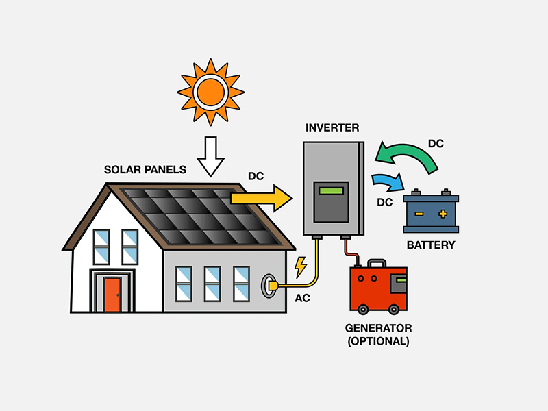 Off-Grid Solar Power System with 10KWH Battery
